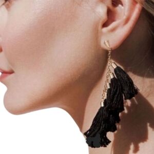 ETTIKA Daydreamer Tassel Earrings Black & Gold Original Packaging Never Worn